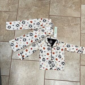 Disney White Pajama Set with Black and Orange Print